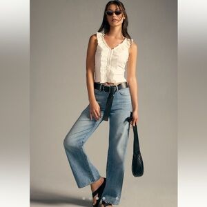 Anthropologie Ivory Ruffle Blouse